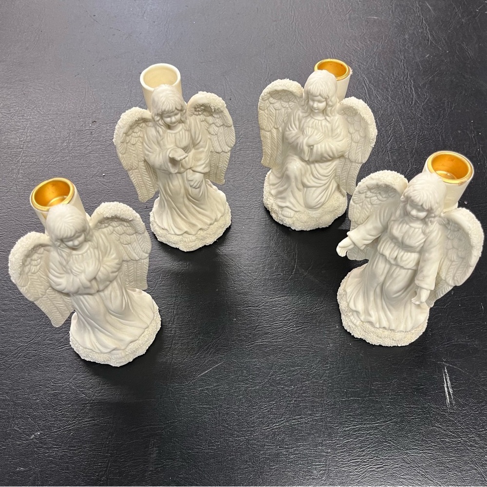 Set of 4 angel candleholders